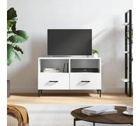 sephironlbb Meuble TV Blanc en Bois d'ingénierie 80x36x50 cm avec tiroirs et étagères, Rangement pour Salon séjour Chambre, Support multimédia Stable avec Pieds en Fer