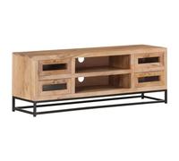 sephironlbb Meuble TV en Bois d'acacia Massif 110x30x40 cm avec 4 tiroirs et 2 étagères, Console de Rangement pour Salon séjour Chambre, Support Audio vidéo Robuste au Style Industriel