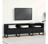 sephironlbb Meuble TV en Bois d'ingénierie chêne Noir 150 x 30 x 44,5 cm avec 3 tiroirs 3 étagères Pieds Acier Style Moderne pour Salon séjour Rangement multimédia Audio vidéo