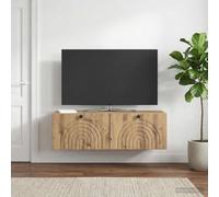 sephironlbb Meuble TV Mural en Bois d'ingénierie 98 x 31 x 30 cm chêne Artisanal avec 2 Portes pivotantes, Rangement spacieux, Support pour télévision, Console Moderne pour Salon séjour Chambre