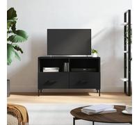 sephironlbb Meuble TV Noir en Bois d'ingénierie 80x36x50 cm avec 2 tiroirs et Compartiments, Pieds en Fer Stables, Rangement Pratique pour Salon, séjour, Chambre multimédia et Audio vidéo