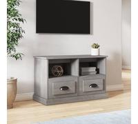 sephironlbb Meuble TV Sonoma Gris en Bois d'ingénierie 80x35x50 cm avec 2 tiroirs, niches Ouvertes, Support Rangement pour Salon séjour Chambre multimédia et Console Audio vidéo