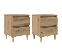 sephironlbb Meubles de lit 2 pc chêne Artisanal Bois d'ingénierie 40 x 35 x 50 cm avec tiroirs coulissants pour Chambre Salon dortoir Rangement Compact et organisé