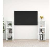 sephironlbb Meubles TV Blanc en Bois d'ingénierie 107x35x37 cm, 2 pièces, Rangement Pratique avec tiroirs et niches, Meuble Console pour Salon séjour Chambre multimédia