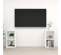 sephironlbb Meubles TV en Bois d'ingénierie Blanc 72x35x36,5 cm, Ensemble 2 pièces, Meuble de Rangement pour Salon, Chambre, multimédia, Support Console avec tiroirs et niches