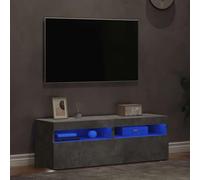 sephironlbb Meubles TV Gris béton 2 pcs avec lumières LED RVB, Bois d'ingénierie, 60x35x40 cm, Rangement Multimedia, tiroirs et niches, Support Console Salon séjour Moderne