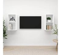 sephironlbb Meubles TV muraux en Bois d'ingénierie Blanc, 2 pcs, 37x37x72 cm, Rangement Pratique pour Salon et Chambre, Support Console multimédia avec niches et tiroirs Suspendus