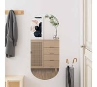 sephironlbb Miroir mural 35 x 80 cm en verre ovale sans cadre avec coupe à facettes, facile à monter pour salle de bain, chambre à coucher, couloir, polyvalent comme miroir cosmétique ou miroir