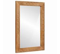 sephironlbb Miroir mural d'angle droit 70 x 50 cm en bois d'ingénierie et verre avec cadre décoratif sculpté, montage flexible, idéal pour salle de bain, chambre à coucher, couloir, décoration