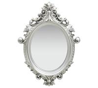 sephironlbb Miroir mural de style château avec cadre en polyuréthane argenté 56 x 76 cm ovale avec crochet de fixation pour couloir, salle de bain, chambre à coucher, vestiaire, design classique