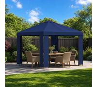 sephironlbb Pavillon 3 x 3 m Bleu en Polyester et Acier pour Terrasse Jardin Extérieur avec Couvercle et Structure Stable, Idéal pour Ombre, Protection Soleil Pluie, Facile à Assembler