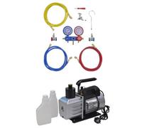 sephironlbb Pompe à vide 50 l/min avec distributeur à 2 voies Manomètre Kit boîtier en aluminium 220 V 250 W pour climatisation accessoires réparation montage universel mobile et portable