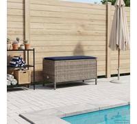 sephironlbb Pouf de Jardin Gris et Bleu Marine 80 x 38 x 42 cm en Rotin PE pour Terrasse, Salon, Balcon avec Coussin Amovible et Support Solide, Usage Intérieur et Extérieur