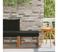 sephironlbb Pouf d'Extérieur en Bois d'Acacia Massif avec Tissu Textilène, Module de Canapé Jardin Lounge pour Terrasse Balcon Patio, Ensemble Rallonge, Reposepied, Fauteuil, Assise Confortable