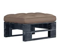 sephironlbb Pouf Palette de Jardin Noir en Bois de pin imprégné avec Coussin Taupe, idéal pour terrasse, Balcon ou Salon extérieur, modulable, Repose-Pied ou Table Basse