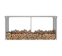 sephironlbb Range-bûches en acier galvanisé - 330 x 92 x 153 cm - Gris - Étagère à bûches de cheminée avec stabilité supplémentaire - Support pour le rangement et l'empilage dans le jardin et le salon