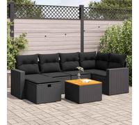 sephironlbb Salon de Jardin 7 pcs avec Coussins Noir résine tressée mobilier terrasse canapé Fauteuil Table Chaise Banquette Module Ensemble Patio Balcon véranda Cour détente Repas apéritif réception