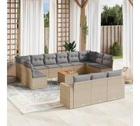 sephironlbb Salon de Jardin modulable avec Coussins 14 pcs en résine tressée Beige pour terrasse Balcon Patio Veranda mobilier extérieur Confortable et résistant aux intempéries