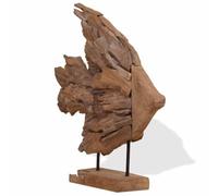 sephironlbb Sculpture de poisson en teck fabriquée à la main - 40 x 12 x 57 cm - Figurine décorative pour salon, bureau, couloir, design moderne, œuvre d'art unique, style rustique, décoration
