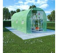 sephironlbb Serre de 9 m² - 4,5 x 2 x 2 m - Vert - Avec filet en polyéthylène 140 g/m² - Cadre en acier galvanisé - 6 fenêtres - 1 porte - Pour la culture des légumes, tomates, serre et protection des