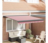 sephironlbb Store banne auvent rétractable Rouge et Blanc 300 x 250 cm Toile Polyester Aluminium Manuel, Fixation Murale pour terrasse Jardin extérieur ombrage Protection Contre Chaleur et Pluie