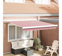 sephironlbb Store banne rétractable Rouge et Blanc en Toile et Aluminium 300 x 250 cm Manuel avec Fixation Murale pour terrasse Jardin extérieur ombrage Protection Contre Soleil Pluie Vent