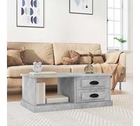 sephironlbb Table Basse Gris béton en Bois d'ingénierie 90x50x35 cm avec tiroirs et Espace de Rangement modulable pour Salon séjour et Coin apéritif décoratif