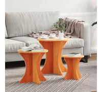 sephironlbb Table Basse Salon gigogne 3 pièces Brun Cire Bois pin Massif Ensemble modulable pour séjour canapé apéritif décoration Espace Rangement Pratique