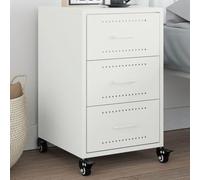 sephironlbb Table de Chevet Blanc en Acier laminé à Froid 36x39x59 cm avec 3 tiroirs, Rangement Compact pour Chambre, Salon, Couloir, Organiseur Pratique et Meuble de Nuit Multifonction