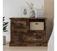 sephironlbb Table de Chevet chêne fumé en Bois d'ingénierie 60x39x45 cm avec 2 tiroirs et Niche de Rangement pour Chambre, Salon, entrée, Meuble Compact et Organiseur Pratique