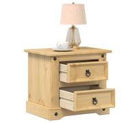 sephironlbb Table de Chevet en Bois de pin Massif Corona 53x39x47 cm avec 2 tiroirs poigné métal pour Chambre Salon Rangement Compact et Organiseur Pratique