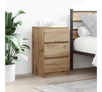 sephironlbb Table de Chevet en Bois d'ingénierie chêne Artisanal 39x35x65 cm avec 3 tiroirs, Meuble de Rangement Compact pour Chambre, Salon, entrée, Organiseur Pratique et Robuste