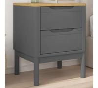 sephironlbb Table de Chevet Floro Gris en Bois de pin Massif 45x39x57 cm avec 2 tiroirs Rangement Compact pour Chambre Nuit Salon entrée, Meuble Console Organiseur