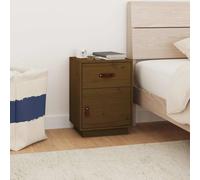 sephironlbb Table de Chevet Marron Miel en Bois de pin Massif 40x34x55 cm avec tiroir et Porte réversible pour Chambre, Salon, Rangement Compact et Organisation Pratique