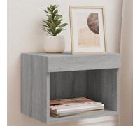 sephironlbb Table de Chevet Murale Sonoma Gris avec lumières LED RVB Bois d'ingénierie 40x30x30 cm Rangement Pratique Chambre Salon Design Suspendu