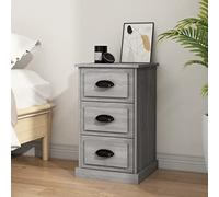 sephironlbb Table de Chevet Sonoma Gris en Bois d'ingénierie 39x39x67 cm avec 3 tiroirs, Meuble de Rangement Compact pour Chambre, Salon, entrée, Organiseur Pratique et