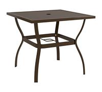 sephironlbb Table de Jardin Marron en Acier avec Trou pour Parasol 81,5x81,5x72 cm mobilier extérieur Robuste pour terrasse Balcon Patio Repas Pique Nique Camping