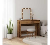 sephironlbb Table de Toilette Bois Ancien 100 x 40 x 130 cm avec Miroir Plan LED USB, 2 tiroirs de Rangement, Meuble Coiffeuse Maquillage pour Chambre, Dressing, Salon, Bureau, Console Polyvalente
