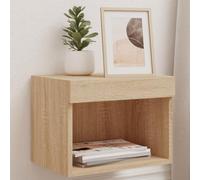 sephironlbb Tables de Chevet murales chêne Sonoma avec lumières LED RVB, 2 pcs, Rangement Pratique, Dimensions 40 x 30 x 30 cm, Meuble Suspendu pour Chambre Salon séjour