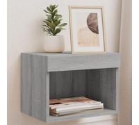 sephironlbb Tables de Chevet murales Sonoma Gris en Bois d'ingénierie avec lumières LED RVB, 2 pcs 40x30x30 cm, Rangement Pratique pour Chambre, Salon ou séjour, Support Mural Suspendu Design Moderne