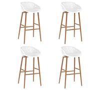 sephironlbb Tabourets de Bar Blanc Lot de 4 chaises de comptoir avec Dossier Bas en Maille, Pieds métal Effet Bois, siège Ergonomique 48x47,5x95,5 cm pour Cuisine, Salon, Bistro, Restaurant, café