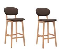 sephironlbb Tabourets de Bar Marron en Tissu Lot de 2 avec Repose-Pied, Dossier rembourré, Pieds en Bois de hêtre Massif, siège Confortable 42x36 cm pour Cuisine, Salon, Bureau, café, Bar