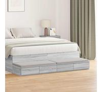 sephironlbb Tiroirs de lit Gris Sonoma en Bois d'ingénierie 160 x 36,5 x 16,5 cm avec 4 tiroirs, Rangement Compact pour Chambre, Table de Chevet Multifonction, siège et marchepied Pratique