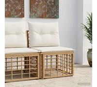 sephironlbb Unité de canapé modulable sans accoudoir en Poly Rattan Naturel pour Jardin terrasse Balcon extérieur avec Coussin décoratif crème Design modulaire résistant aux intempéries 62x55x69 cm