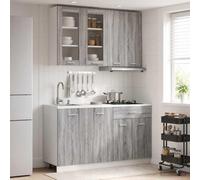 sephironlbb Unité de Cuisine Lyon 4 pcs Sonoma Gris Bois d'ingénierie Meuble Armoire Rangement Cuisine avec tiroir et Porte, Buffet Placard Colonne pour Salle de Repas Salon entrée buanderie
