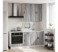sephironlbb Unité de Cuisine Porto 5 pcs Sonoma Gris en Bois d'ingénierie avec Rangement modulable Meuble Armoire Buffet vaisselier tiroir Placard Colonne pour Cuisine Salon buanderie