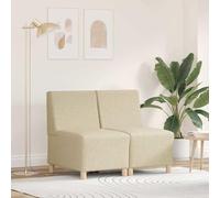 sephironlbb Unité de Sofa modulaire sans accoudoirs crème 2 pièces Tissu Confortable Assise Dossier Mousse pour Salon séjour Bureau Chambre modulable Facile à Assembler