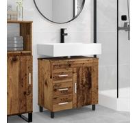sephironlbb Unité de vanité Meuble lavabo Bois Ancien 60 x 35 x 60 cm avec tiroir Porte étagère Rangement Salle Bain Colonne Armoire Organisateur pour évier Toilette