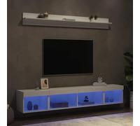 sephironlbb Unités murales TV avec LED RVB 5 pièces Blanc Bois d'ingénierie, Meuble TV Mural Suspendu, Rangement Pratique, étagère, Armoire pour Salon séjour Chambre multimédia