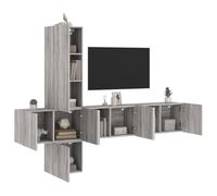 sephironlbb Unités murales TV en Bois d'ingénierie Sonoma Gris 5 pièces Ensemble Meuble TV avec tiroir Porte Niche pour Rangement Salon séjour Chambre Multimedia Audio vidéo